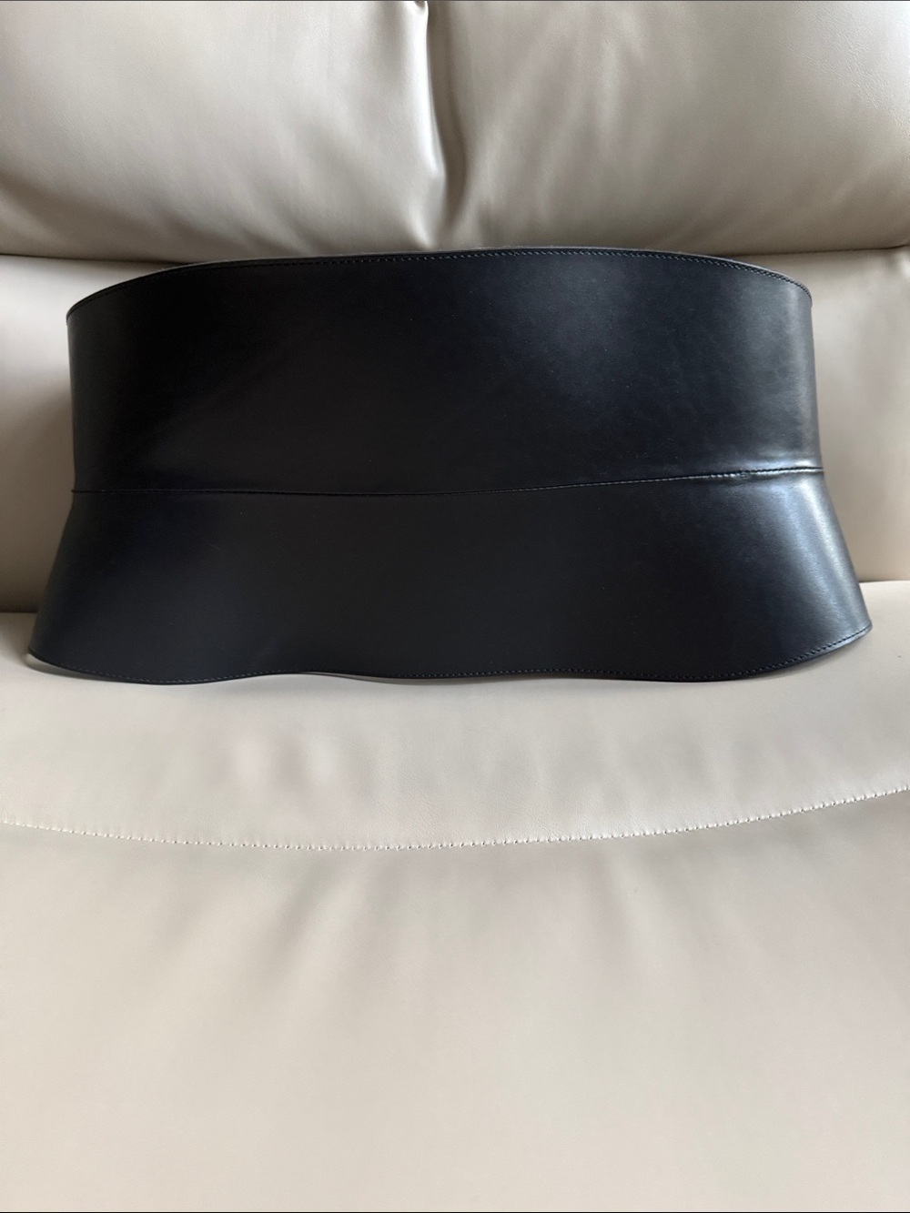 All Saints Black Wide Leather Corset Belt